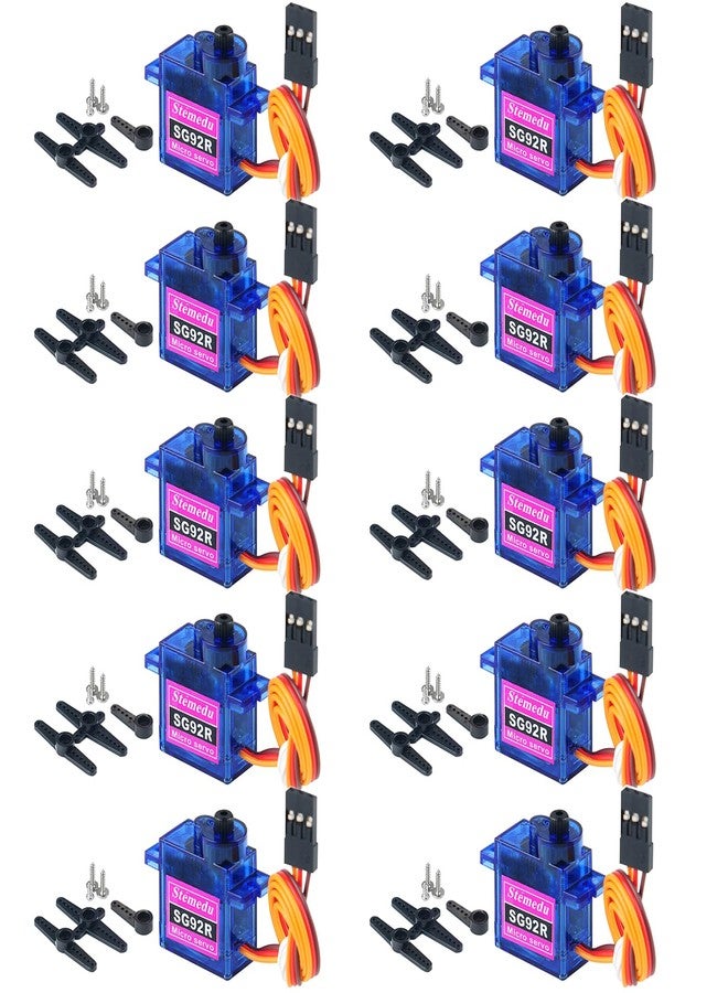 Stemedu 10PCS SG92R 9g Micro Servo Motor Mini Small Analog Servos Motor Metal Gear for Arduino RC Model Car Airplane Robot (Controlled Angle 180 Degree) - Image 1